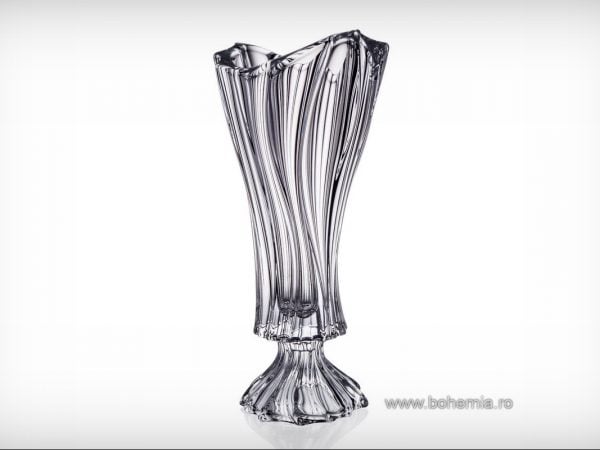 Vaza Bohemia din cristal Plantica cu talpa, 40 cm