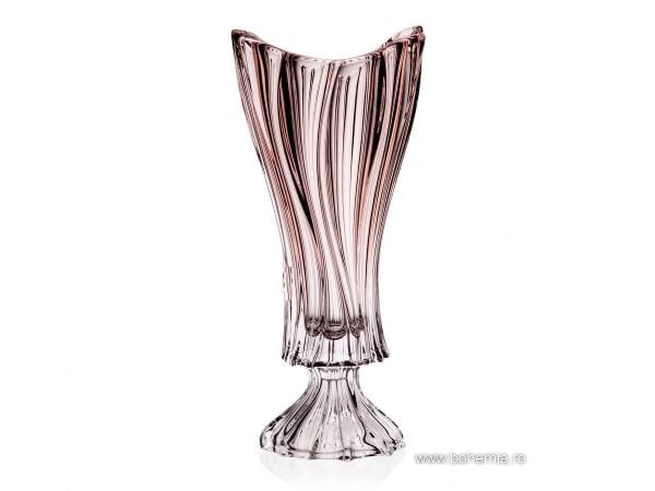 Vaza cristal Bohemia Plantica roz, 40 cm