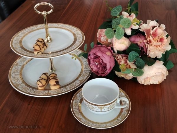 SERVICIU DE CAFEA/CEAI 220 ml SI ETAJERA- SHARIM GOLD