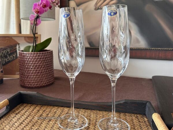 Pahare sampanie cristal Bohemia Uria Optic, 270 ml
