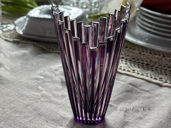 Vaza cristal mov Bohemia Mikado, 15.5 cm
