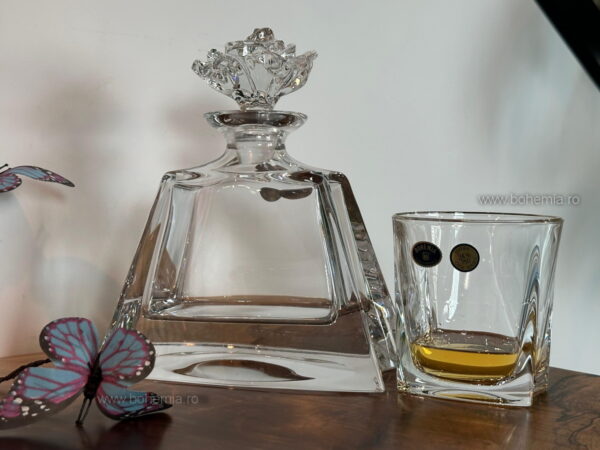 Set whisky cristal Bohemia Kathreen Rose, sticla si pahare