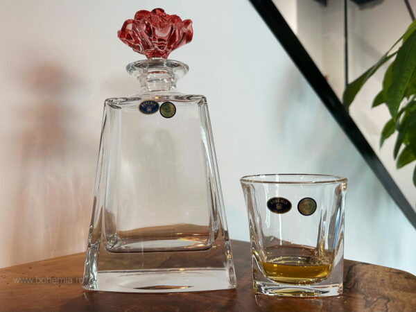 SET STICLA SI PAHARE WHISKY COLECTIA KATHREEN RED ROSE