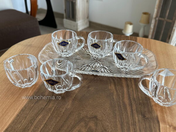 SET 6 CESTI ESPRESSO PE PLATOU- BOHEMIA PLANTICA