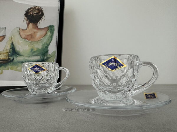 SET 2 CESTI ESPRESSO CU FARFURIUTE BOHEMIA CRISTALIN- MORRIS