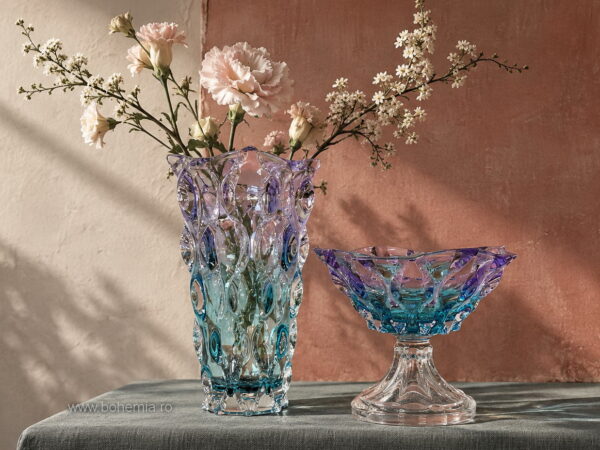 SET FRUCTIERA SI VAZA BOHEMIA CRISTALIN - SAMBA ARIEL BLUE 2